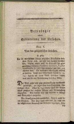 Kap. X. Von den gelegentlichen Ursachen