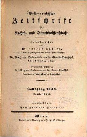 Österreichische Zeitschrift für Rechts- und Staatswissenschaft. 1848,2