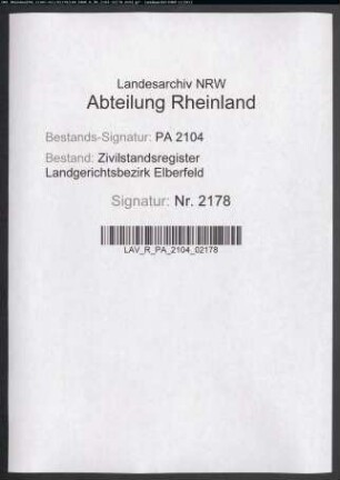 Geburtsregister Heiligenhaus