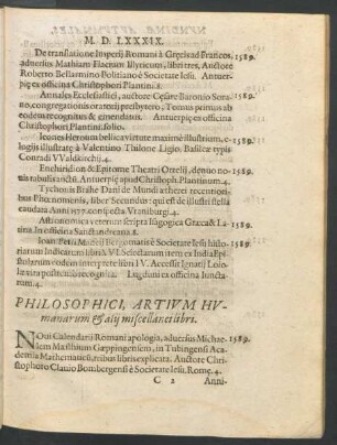 Philosophici, Artium Humanorum & alii miscellanei libri.