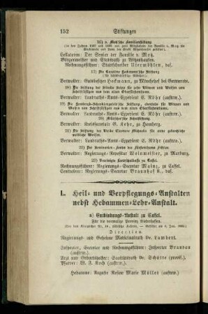 Heil- und Verpflegungs-Anstalten nebst Hebammen-Lehr-Anstalt