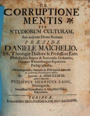 De corruptione mentis per studiorum culturam