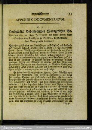 Appendix Documentorum