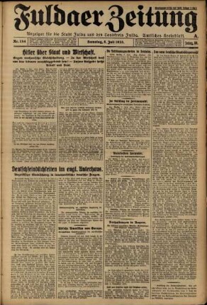 Ausgabe vom Samstag, den 08. Juli 1933.