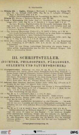 III. Schriftsteller. (Dichter, Philosophen, Pädagogen, Gelehrte und Naturforscher.) (Nr. 519-752)