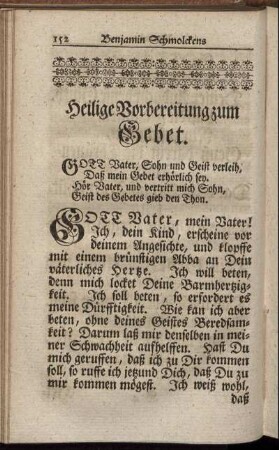 Heilige Vorbereitung zum Gebet.