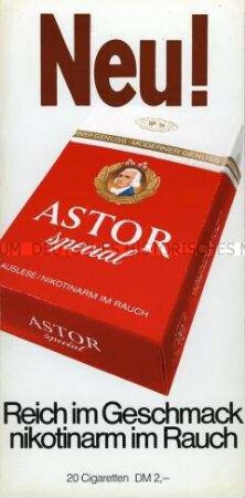 Werbeschild für "Astor Special"-Zigaretten