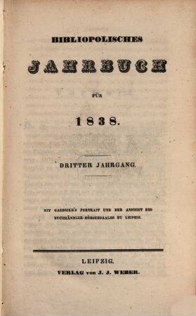 Bibliopolisches Jahrbuch. 1838