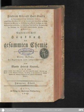 2: Friedrich Albrecht Carl Gren's Systematisches Handbuch der gesammten Chemie