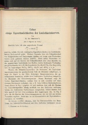 Ueber einige Eigentümlichkeiten der Löslichkeitskurven.