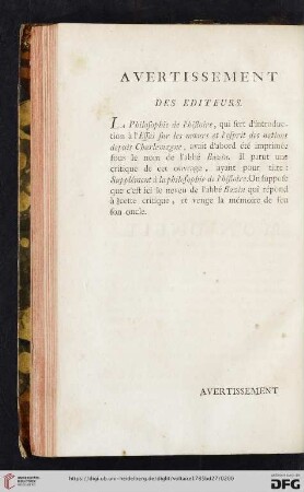 Avertissement des editeurs