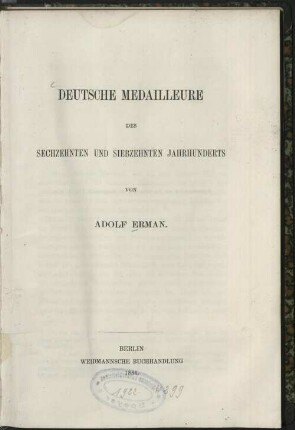 Deutsche Medailleure des sechzehnten und siebzehnten Jahrhunderts