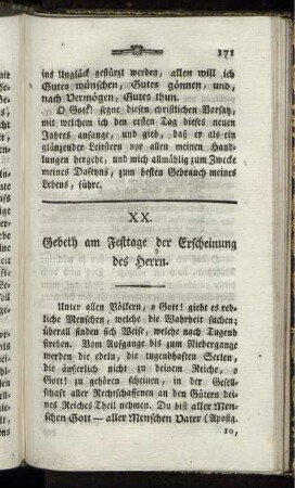 XX. Gebeth am Festtage der Erscheinung des Herrn.
