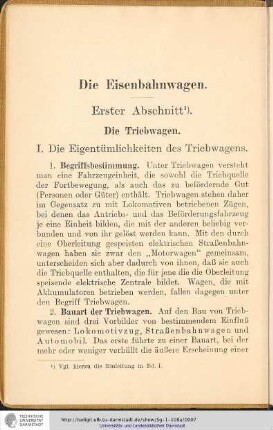 I. Die Eigentümlichkeiten des Triebwagens