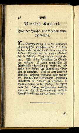 Viertes Kapitel. Von der Beicht- und Abendmahls- Handlung.