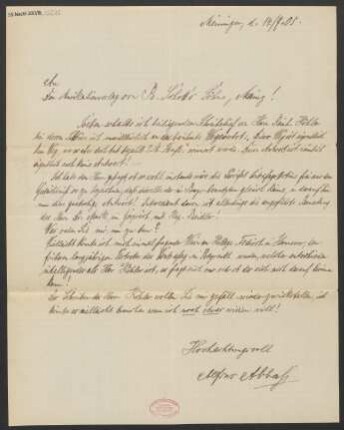 Brief an B. Schott's Söhne : 14.07.1905