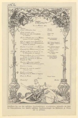 Menükarte : Festmahl zur Feier der Unterzeichnung des deutsch-russischen Handelsvertrages…, Kaiserhof