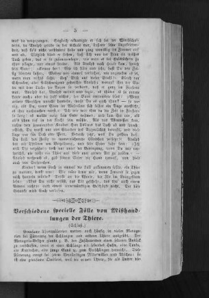 Verschiedene specielle Fälle von Mißhandlungen der Thiere.