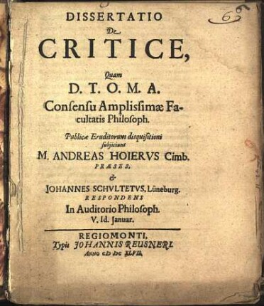 Dissertatio De Critice