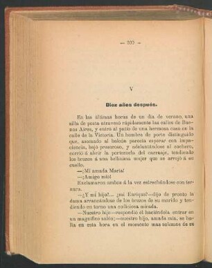 V Diez años después.