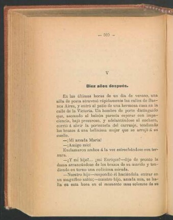V Diez años después.