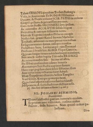 VII. Johanni Schmidio, Vratislaviensi.