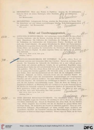 Möbel und Einrichtungsgegenstände (Nr. 273- 329)
