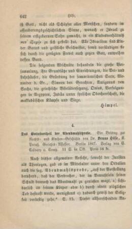 642-649 [Rezension] Hilfe, Benno, Das Gottesurtheil der Abendmahlsprobe