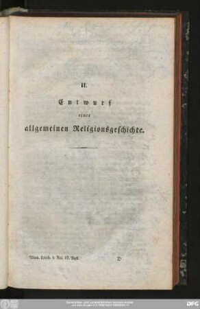 II. Entwurf einer allgemeinen Religionsgeschichte.