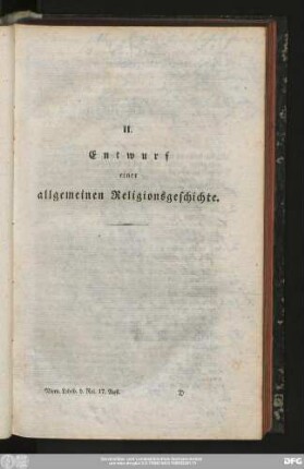 II. Entwurf einer allgemeinen Religionsgeschichte.