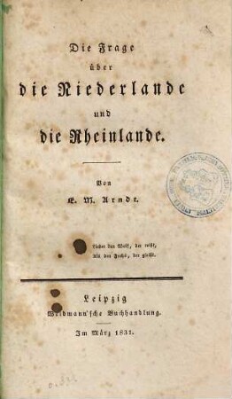 Die Frage über die Niederlande und die Rheinlande
