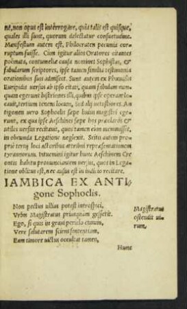 Iambica Ex Antigone Sophoclis.
