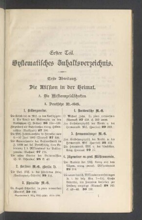 Erster Teil. Systematisches Inhaltsverzeichnis