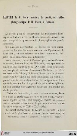 Rapport de M.Morin, membre du comité, sur l'atlas photographique de M. Braun, à Dornach
