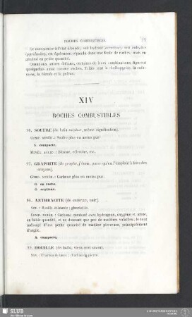 XIV. Roches combustibles