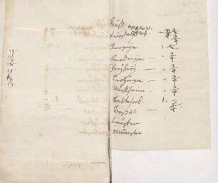 Itinerar einer Reise, wahrscheinlich in Rastatt beginnend, nach Genf, von Karoline Luises Hand.