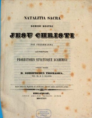 Historiae dogmatis de obedientia Christi activa particula ..., 1