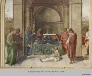 Szenen aus dem Leben des heiligen Philippus Benitius : Erweckung eines Kindes durch die Reliquien des heiligen Philippus Benitius