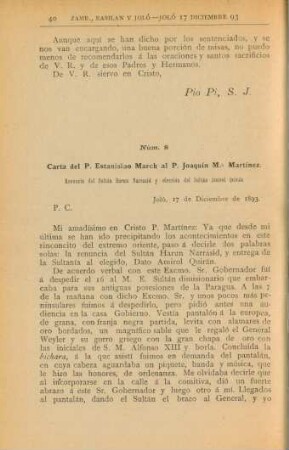 Núm. 8. Carta del P. Estanislao March al P. Joaquín Ma. Martínez