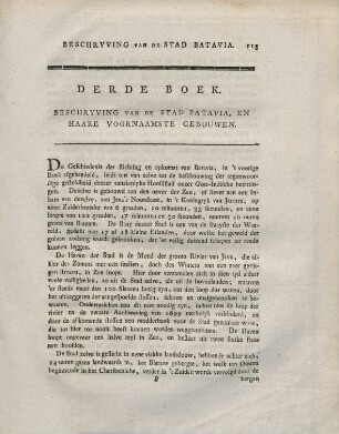 Derde boek. Beschryving van de stad Batavia, en haare voornaamste gebouwen