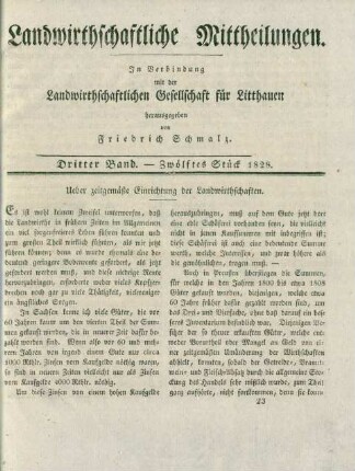 Dritter Band. - Zwölftes Stück 1828.