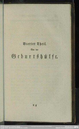 Vierter Theil. Von der Geburtshülfe