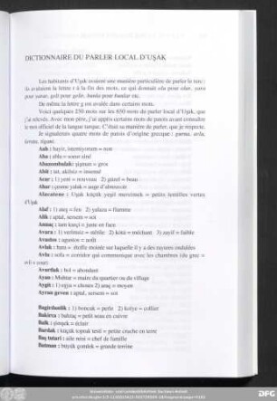 Dictionnaire Du Parler Local D'Uşak