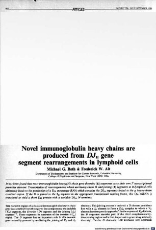 Novel immunoglobulin heavy chains are produced from DJH gene segment rearrangements in lymphoid cells