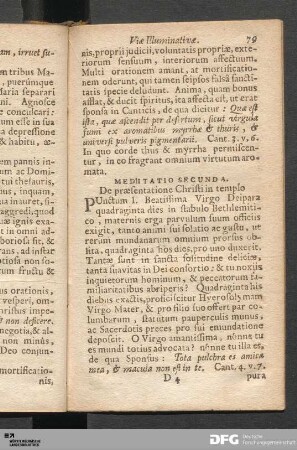 Meditatio Secunda. De præsentatione Christi in templo