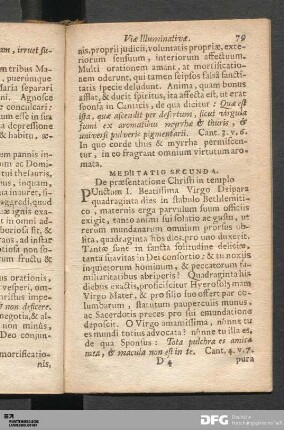 Meditatio Secunda. De præsentatione Christi in templo