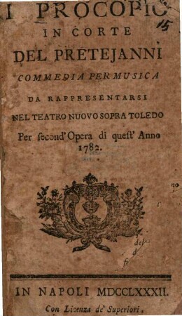 Il Procopio in corte del Pretejanni : Commedia per musica