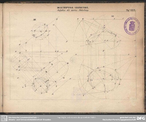 Descriptive Geometrie. Aufgaben der vierten Abtheilung. Taf. XXIX