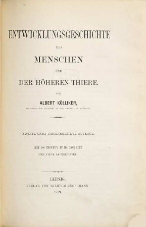 Entwicklungsgeschichte des Menschen und der höheren Thiere, 2