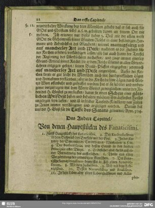 Das Ander Capittel, Von denen Hauptstücken des Fanaticismi